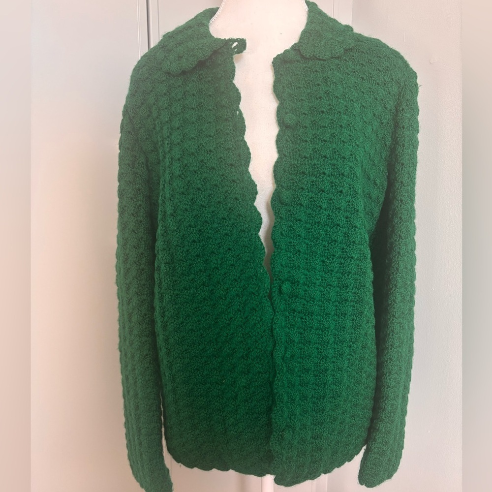 Vintage Hand Knit Green Women's Jacket